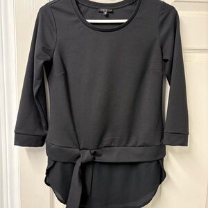 Dynamite Black Relaxed Tie Front 3/4 Sleeve Top